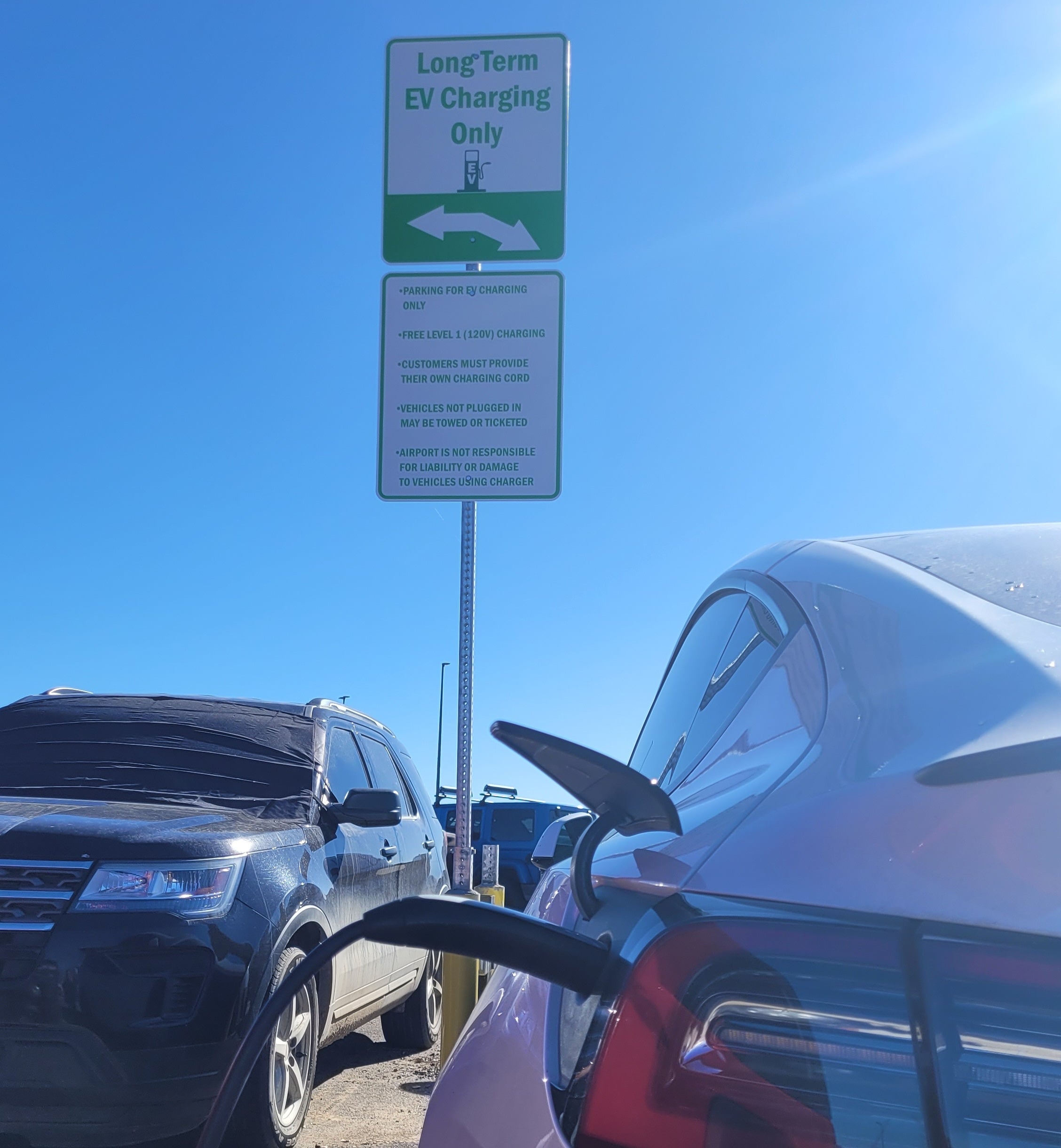 Car Plugged into the EV Charger at DRO