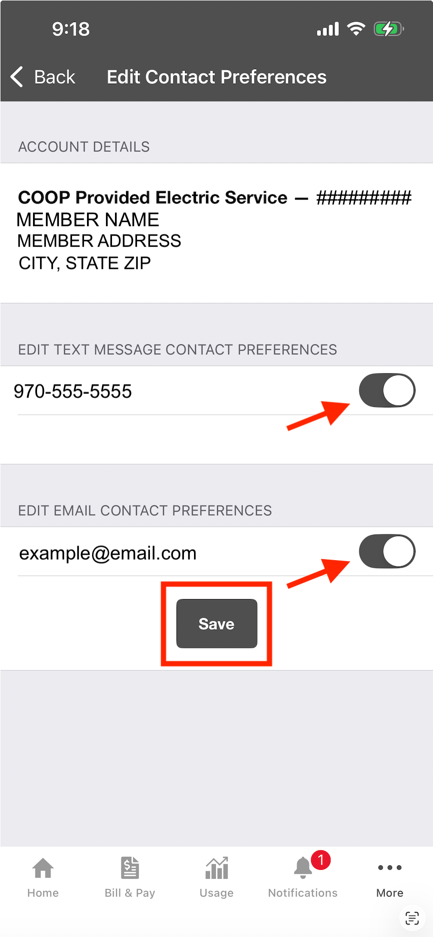 Edit contact preferences