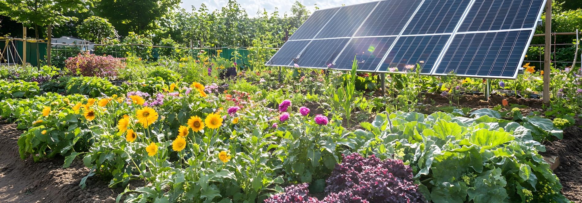 solar panels in a garden