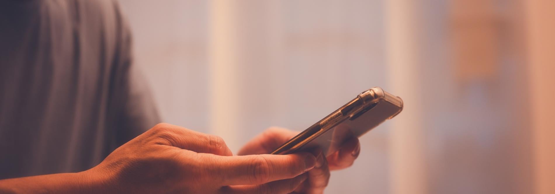 a person holding a cell phone texting