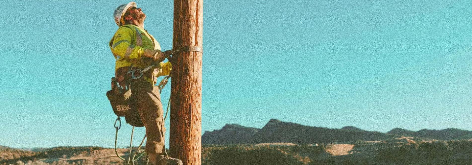 Lineworker on a power pole