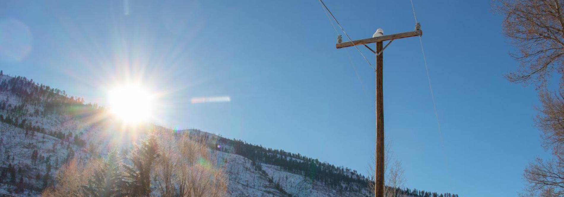 power pole in the snow